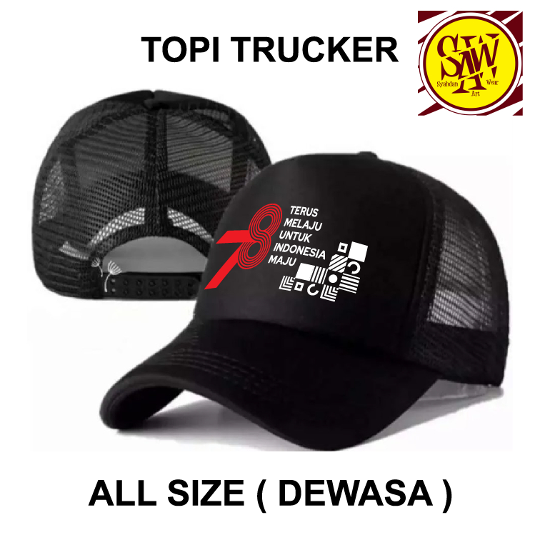 Topi Trucker HUT RI Ke 78 Batik Terus Melaju / Topi Agustusan / Topi Distro Hut Ri Syahdan 005