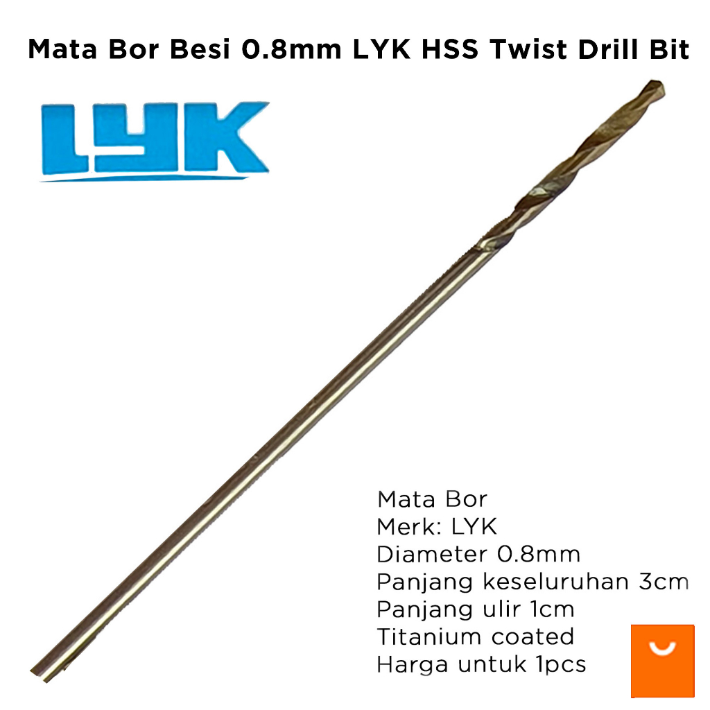 Mata Bor Besi 1mm LYK HSS Twist Drill Bit 1 mm