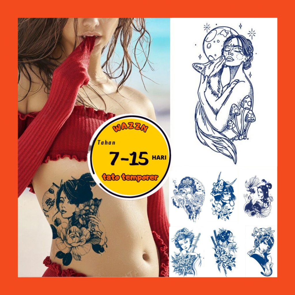 Tato Temporer  Fruit ink Juice ink Semi Permanen Geisha  Woman Ink Body Art Fake