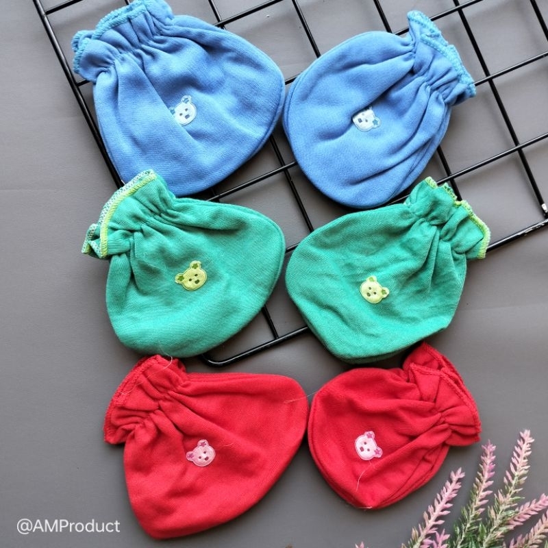 3 pasang sarung tangan kaki bayi newborn motif profit