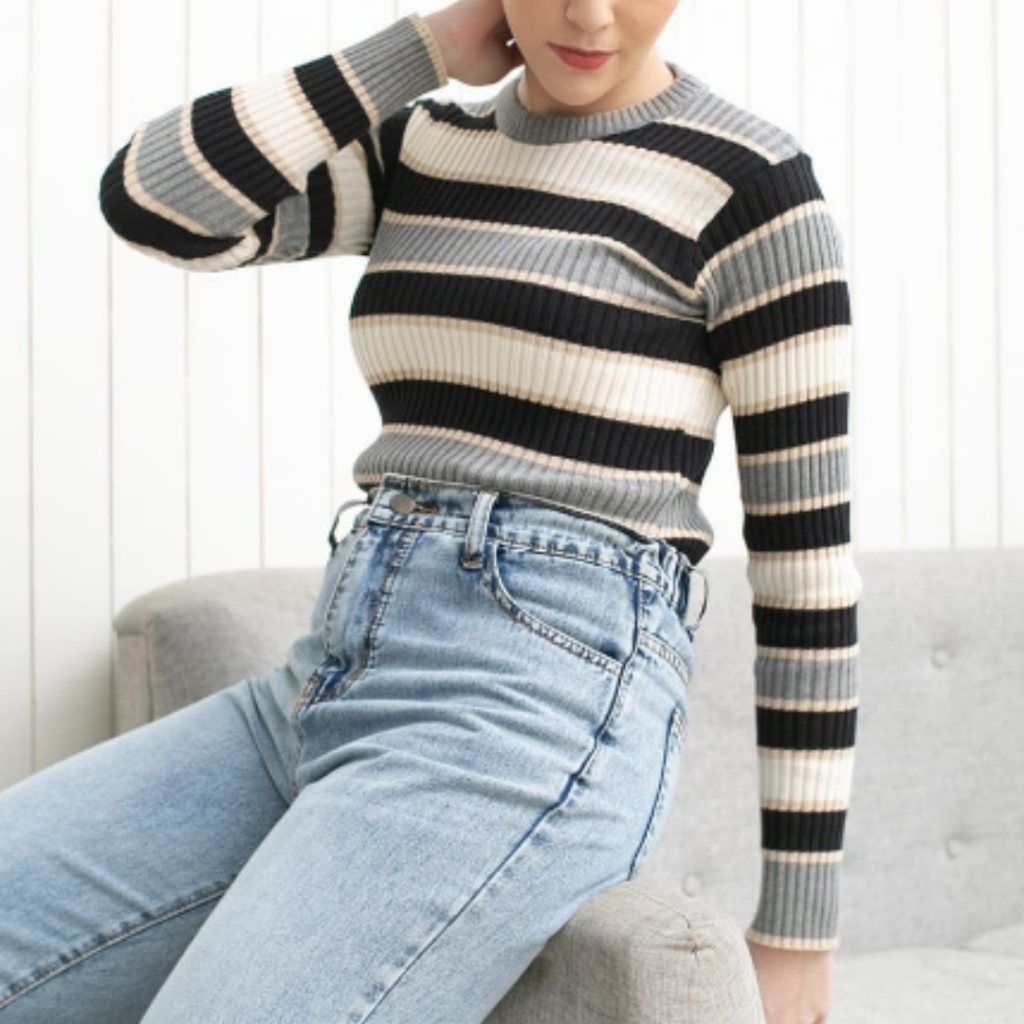 rizkyfashionrajut Vica stripe sweater rajut