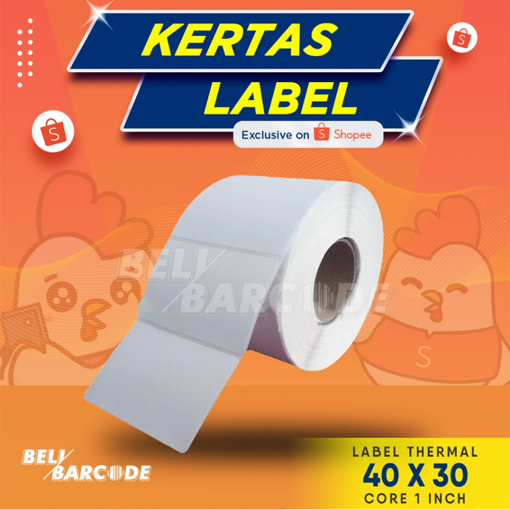 Stiker Label Barcode 40x30mm Thermal 1 Line isi 800 Pcs