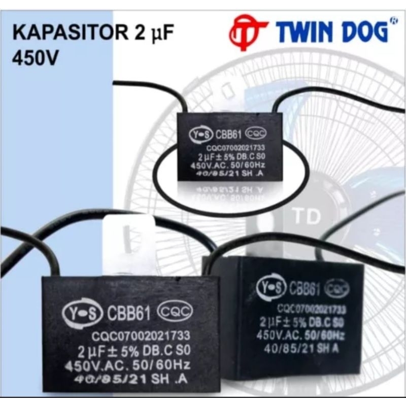 Kapasitor Kotak Kipas Angin 1,5uF - 450V 50/60HZ