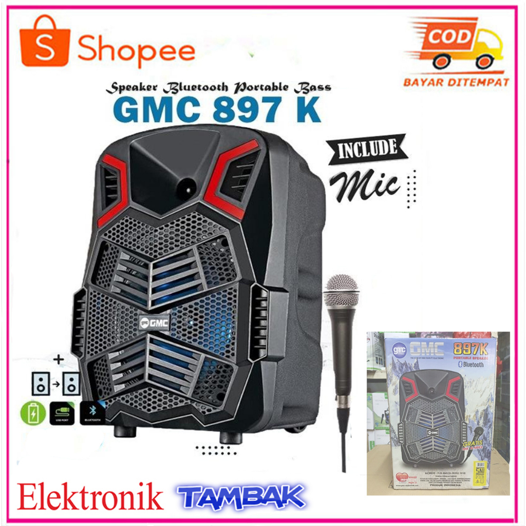 NEW GMC 897K/897J Speaker Bluetooth 8 Inchi Speaker Free Micc
