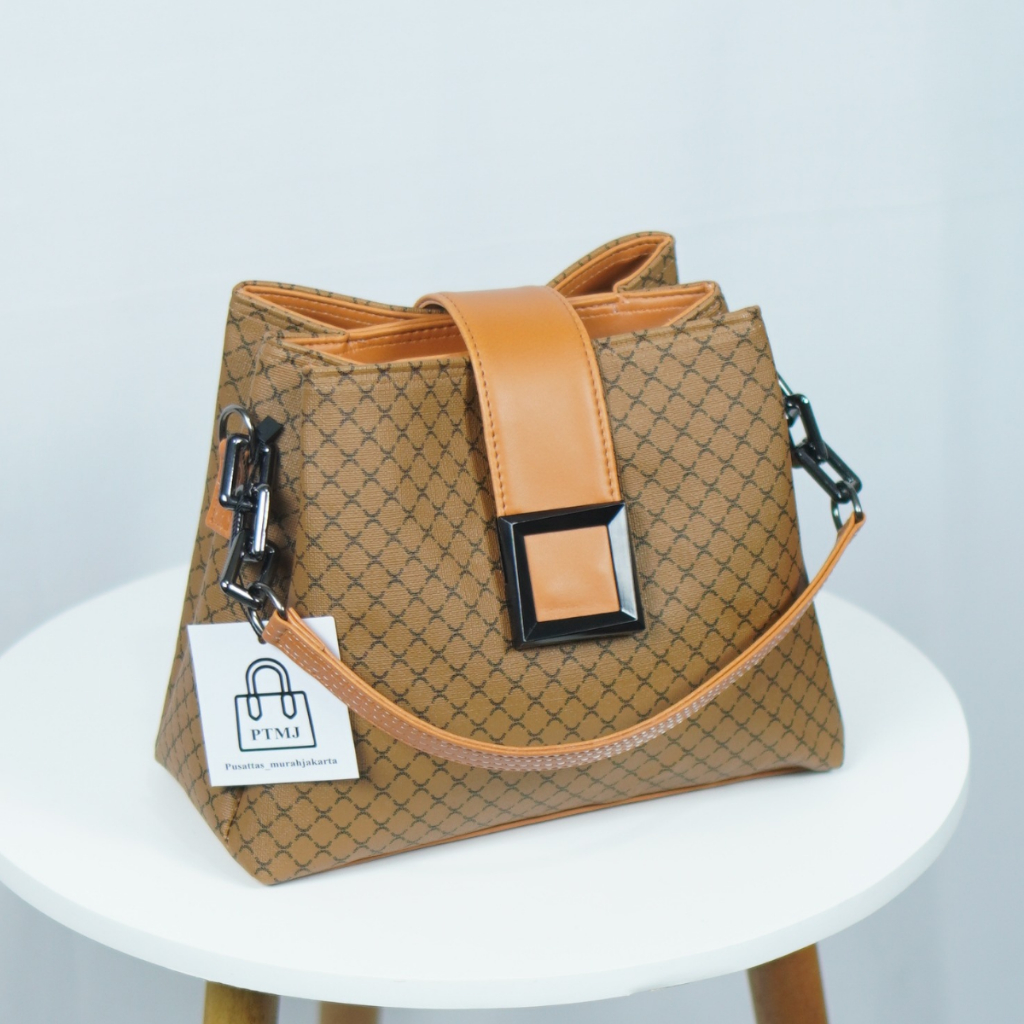 Adella bag tas wanita 3 ruang free dompet terlaris kulit motif import ptmj