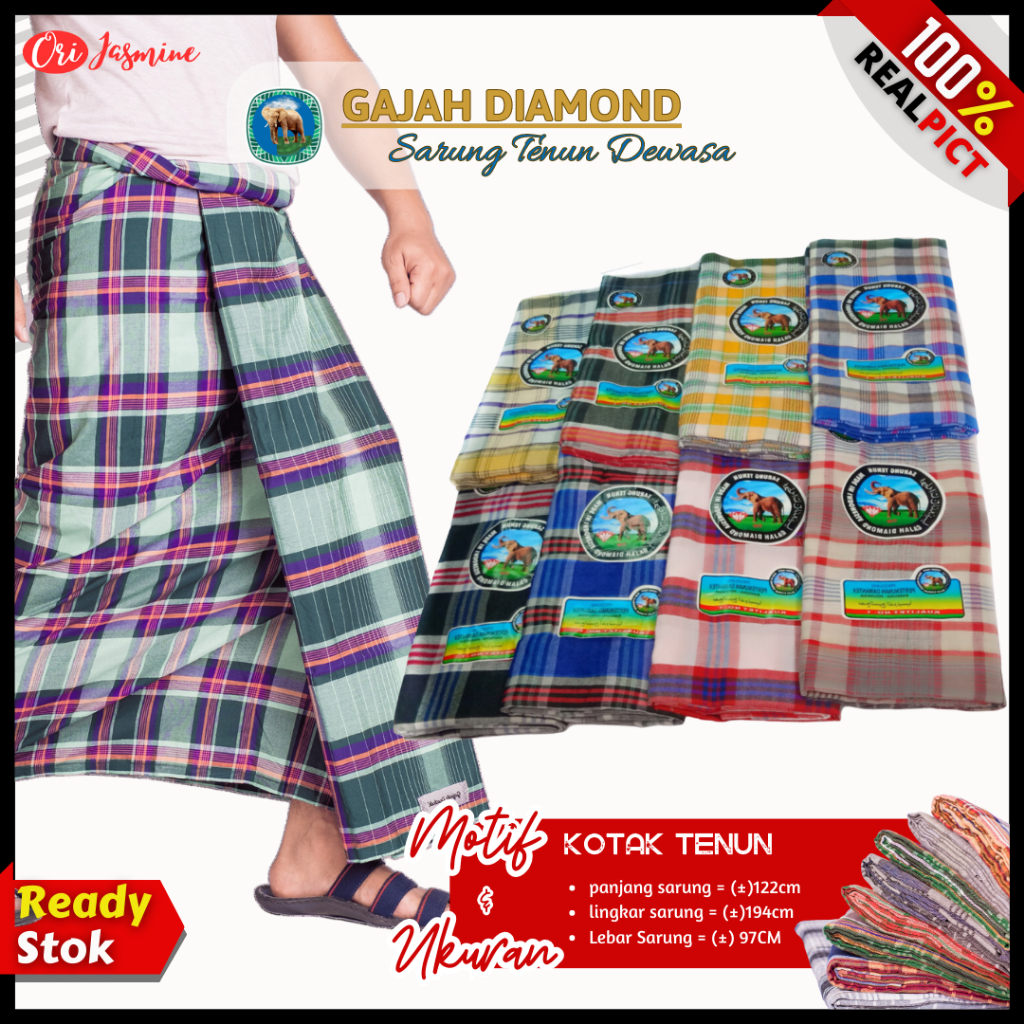 Sarung Tenun Gajah Diamond sarung tanpa BOX pakai kardus Kwalitas