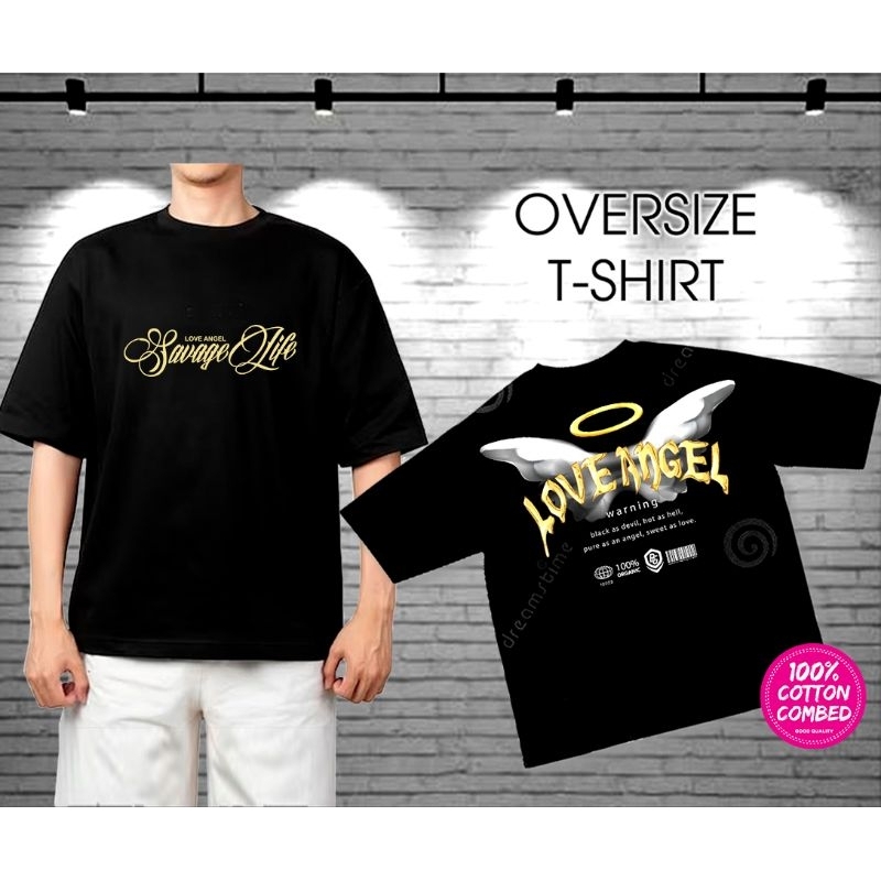 kaos distro oversize T-shirt hitam pria gambar depan belakang new motif nagel sayap beruang bear ana
