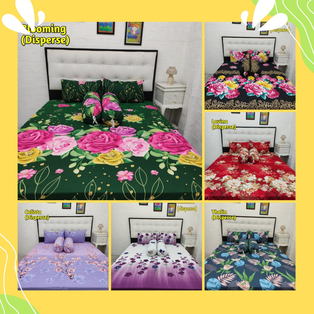 Sprei Motif Bunga Mawar Merah Anggrek Tulip Lily Melati Jasmine Ukuran 180x200 160x200 200x200
