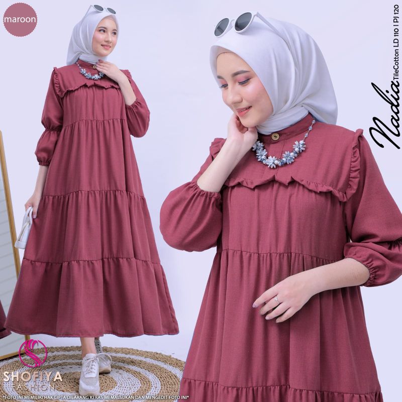 NADIA/KHANZA/PIKA MIDI BAJU GAMIS MIDI WANITA TERBARU BY SHOFIYA SFS