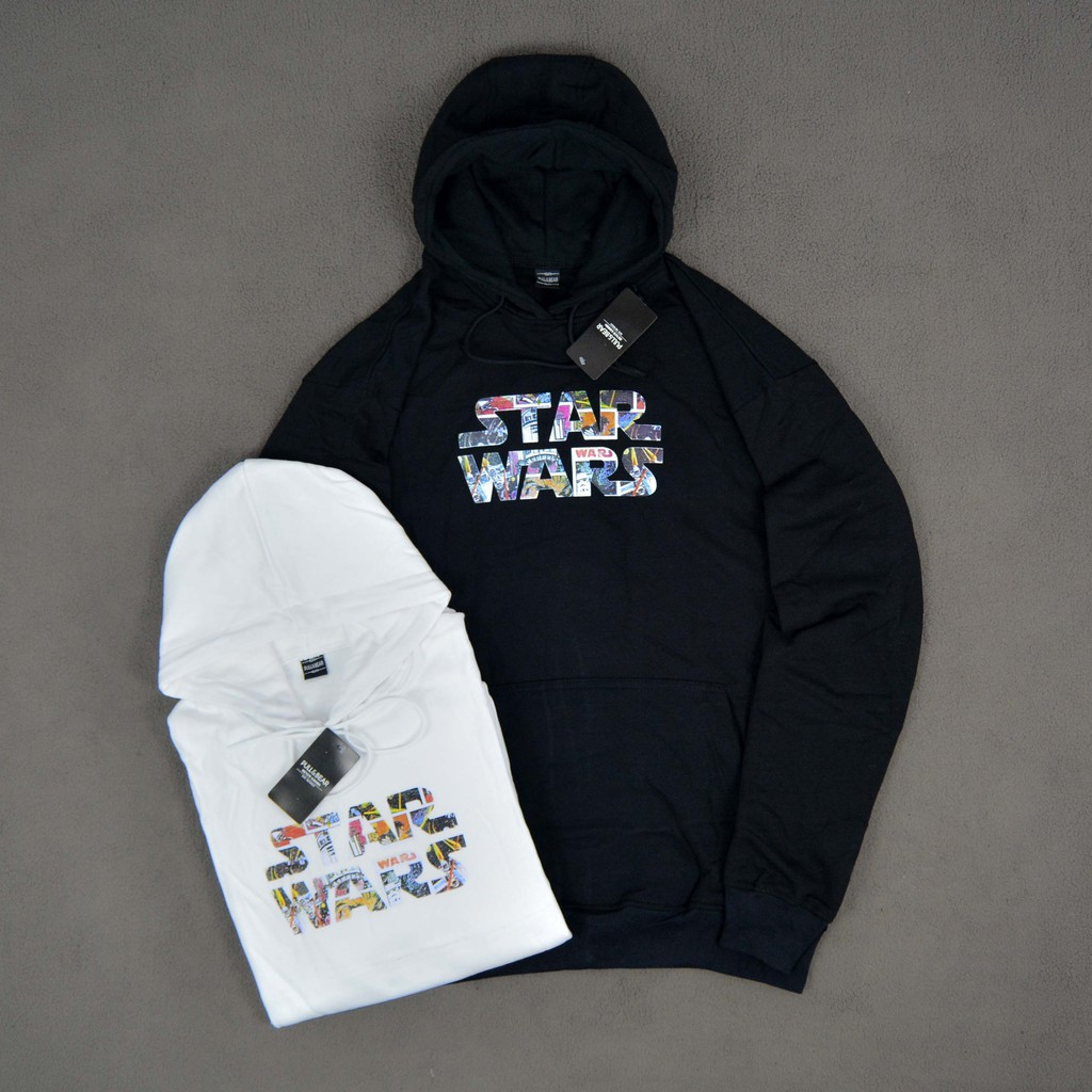 (SABLON) Sweater Pull &amp; Bear Star War Putih Premium Quality Full Print Pria Wanita