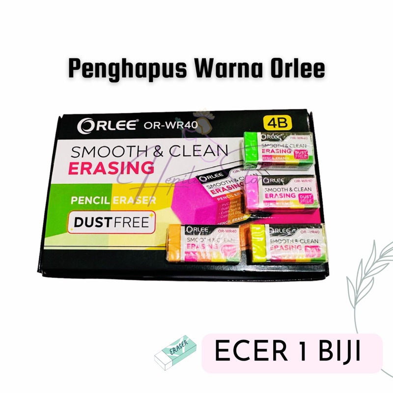 

Penghapus Pensil 4B ECER 1 Biji ORLEE / Penghapus Warna Warni / Penghapus Hitam Orlee