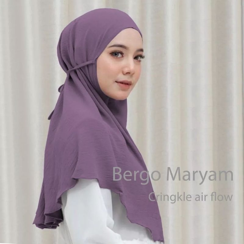 Hijab Bergo Maryam Crinkle Airflow Cotton | Bergo Instan Airflow Premium