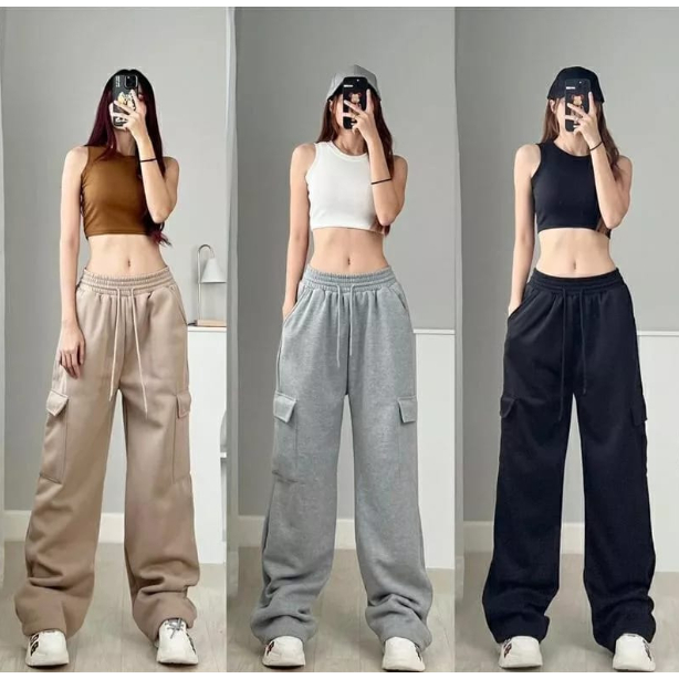 Celana Jogger Wanita Jooy Pants Wanita dan Pria Kulot Panjang H&amp;M Panjang Cewek Korean Style Fleece Terbaru Kekinian