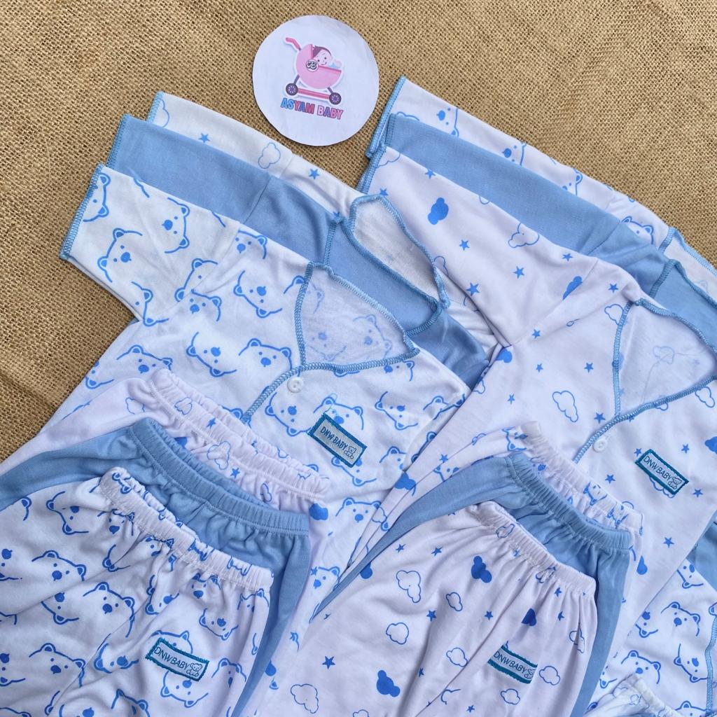 18 PCS Baju Bayi Celana Bayi Baru Lahir Newborn Series BIRU MOTIF ASYAM BABY