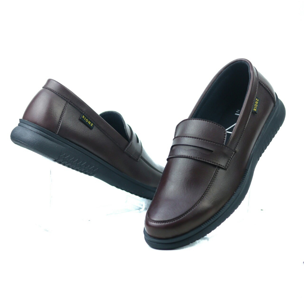 RIONZ MORIS SERIES - SepatuFormal Pantofel Pria Resmi Formal Tali Hitam Coklat Kulit PU Original Brown Black Kantor Kuliah Wisuda Casual Gereja Pesta Kondangan Nikahan Kerja Perkantoran PNS Guru Gaya Trendy Kekinian Terlaris Murah