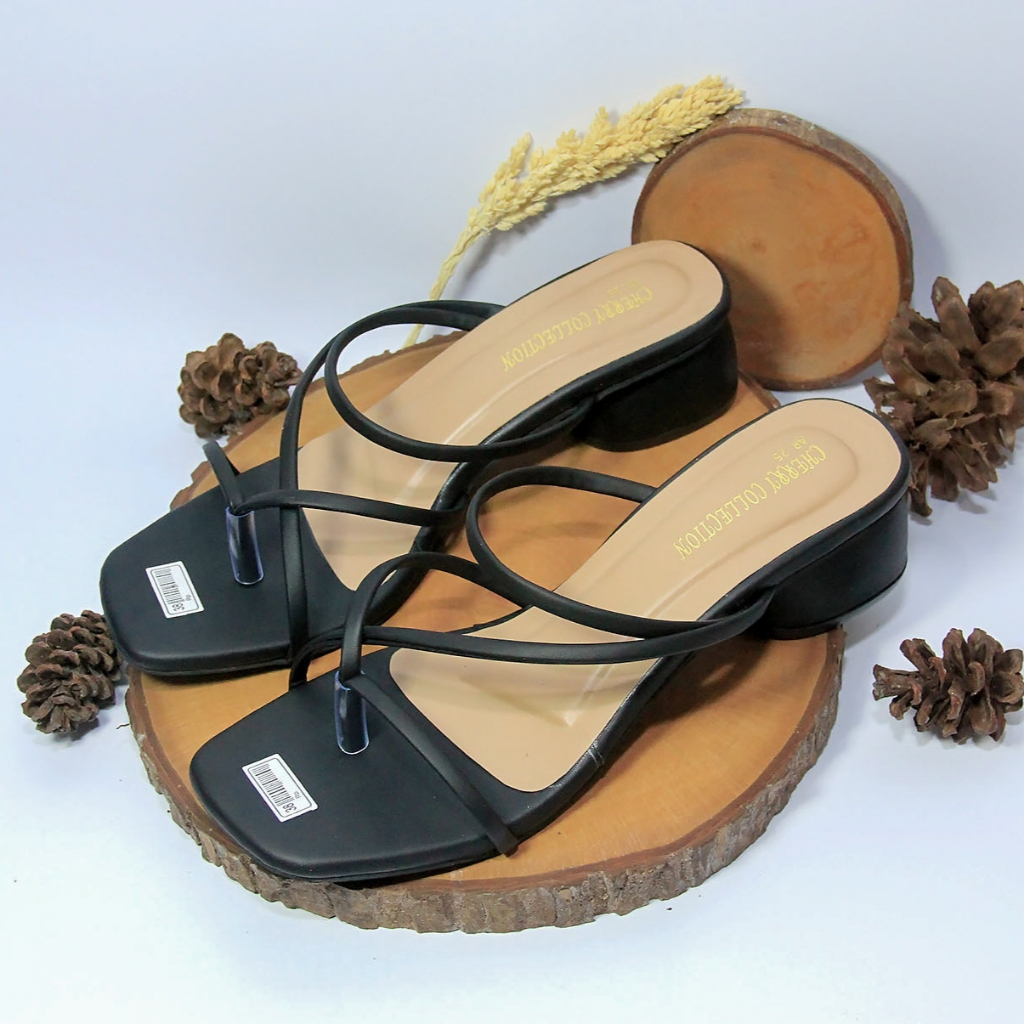 SANDAL HEELS WANITA CHUNKY JEPIT HAK 3CM SEPATU WANITA