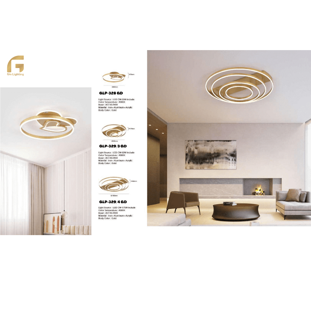 Lampu Tempel Plafon GLP-328 GD | GLP-329/3 GD | GLP-329/4 GD