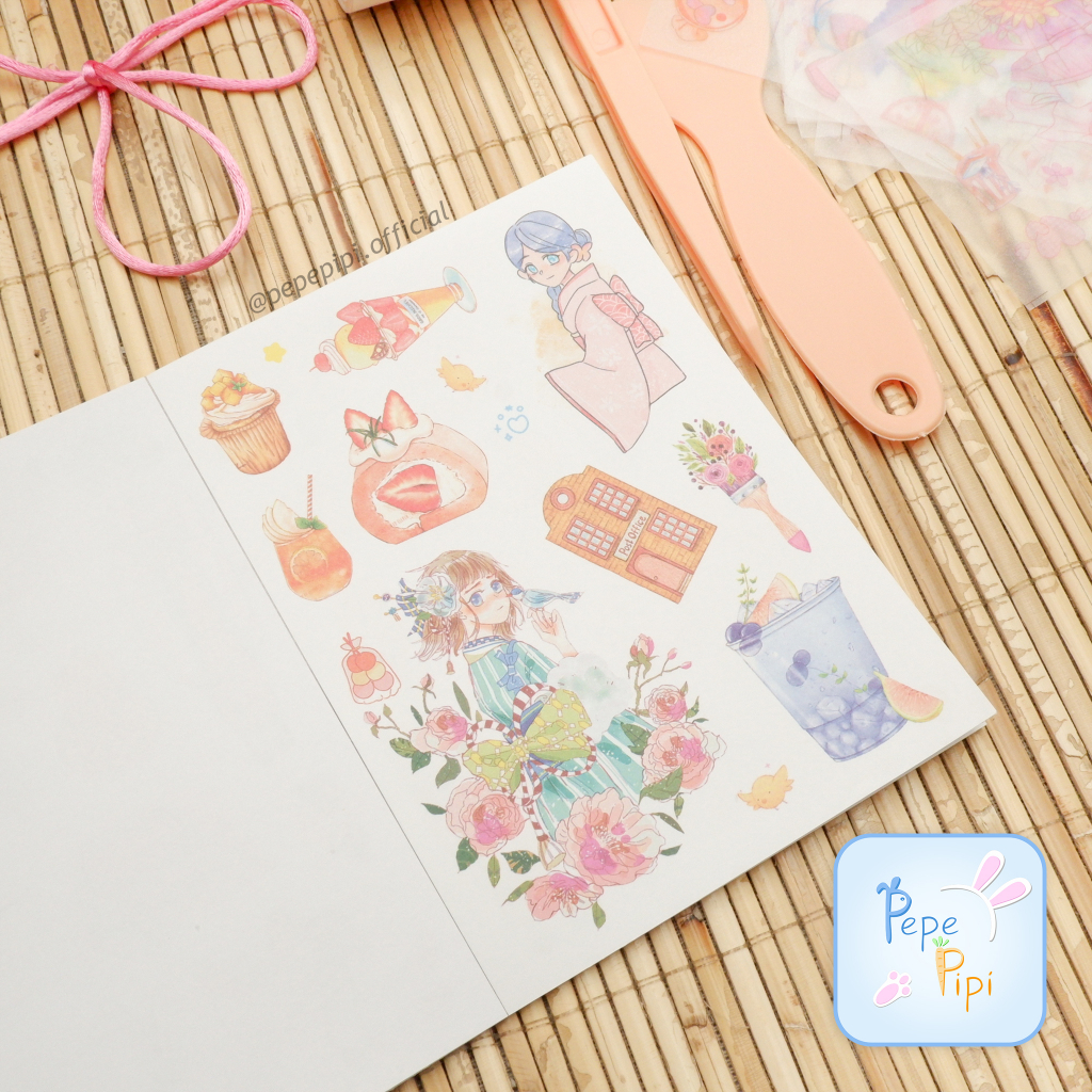 Sticker Cut Paket SZ - 65 Tas Kertas Paket sticker SET Sticker Paper Bag Stiker Stiker Washi tape Washitape Paperbag model tas penjepit sticker pulpen solatip buku notes tulis hampers kado unik