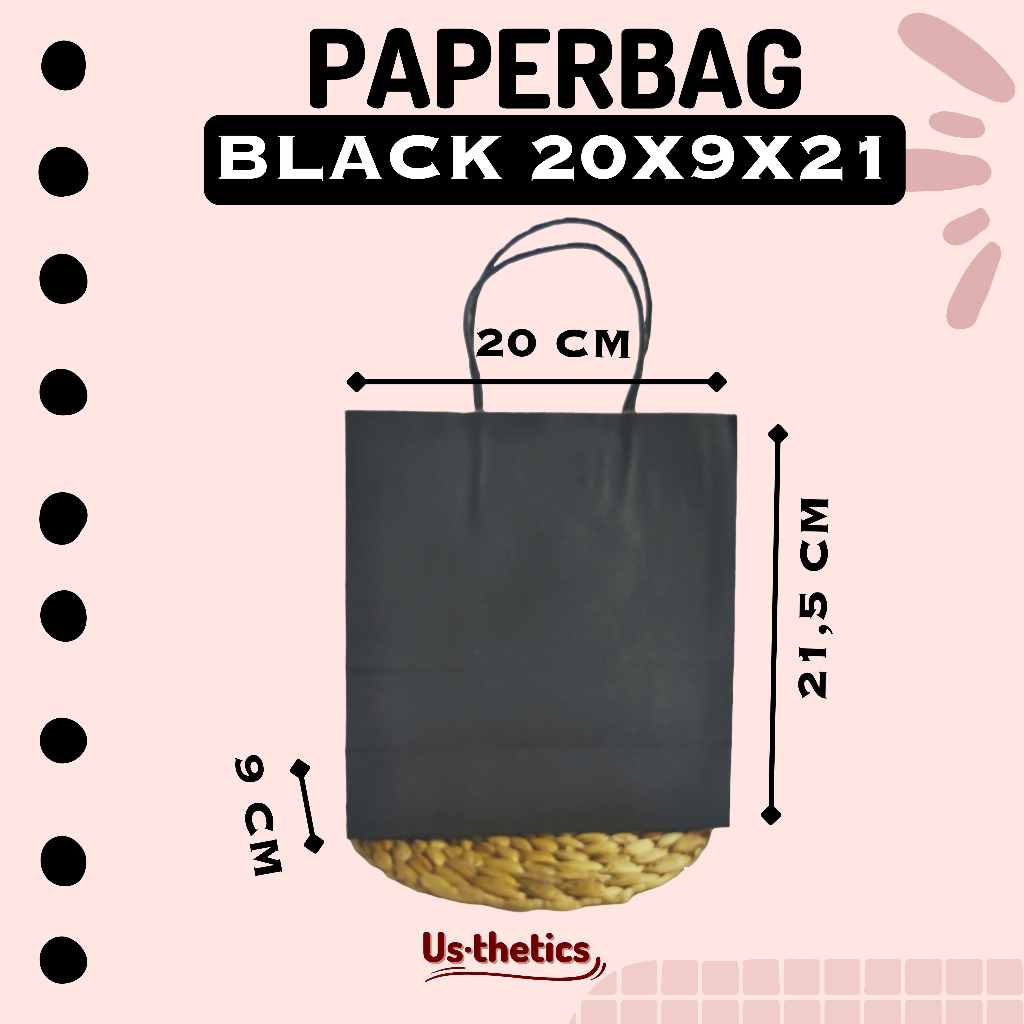 

Tas Paper bag paperbag kado 20x9x21cm lunch bag gift polos kertas hitam mini tebal coklat murah
