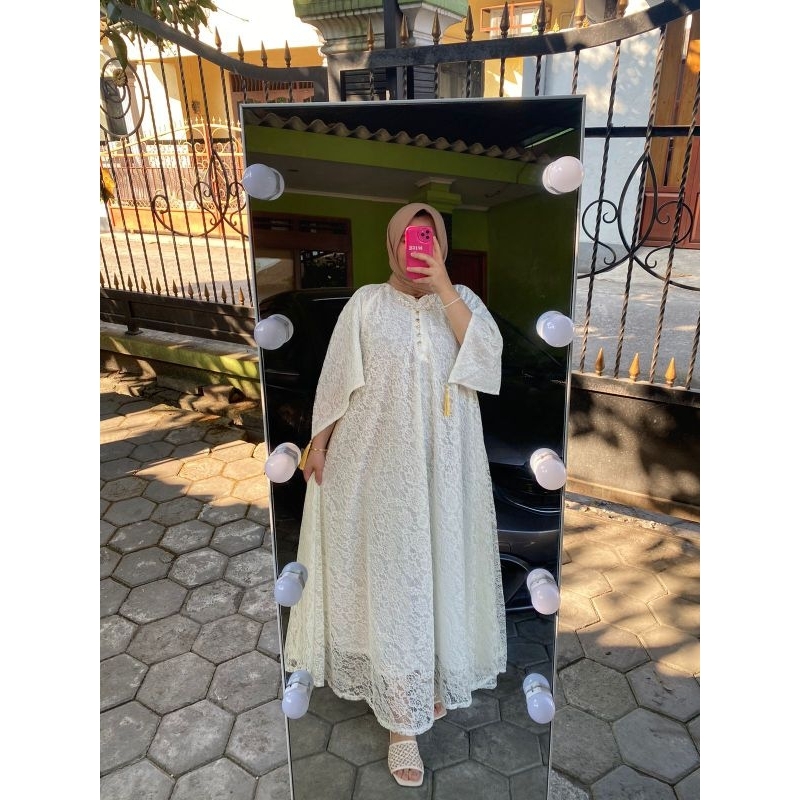 GAMIS BROKAT PUTIH JUMBO LD 120 XXXL FULL FURING GAMIS KONDANGAN