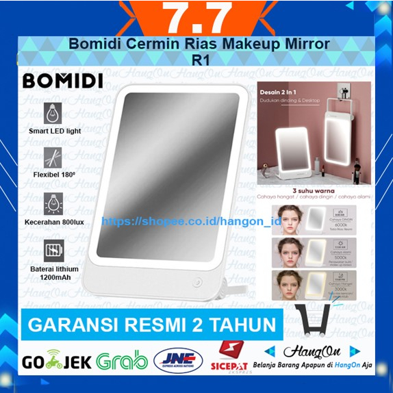 Bomidi R1 Lampu Cermin Makeup Mirror LED Light Desktop &amp; Wallmount Kaca 800lux 3 Color Temperature 2in1 Design