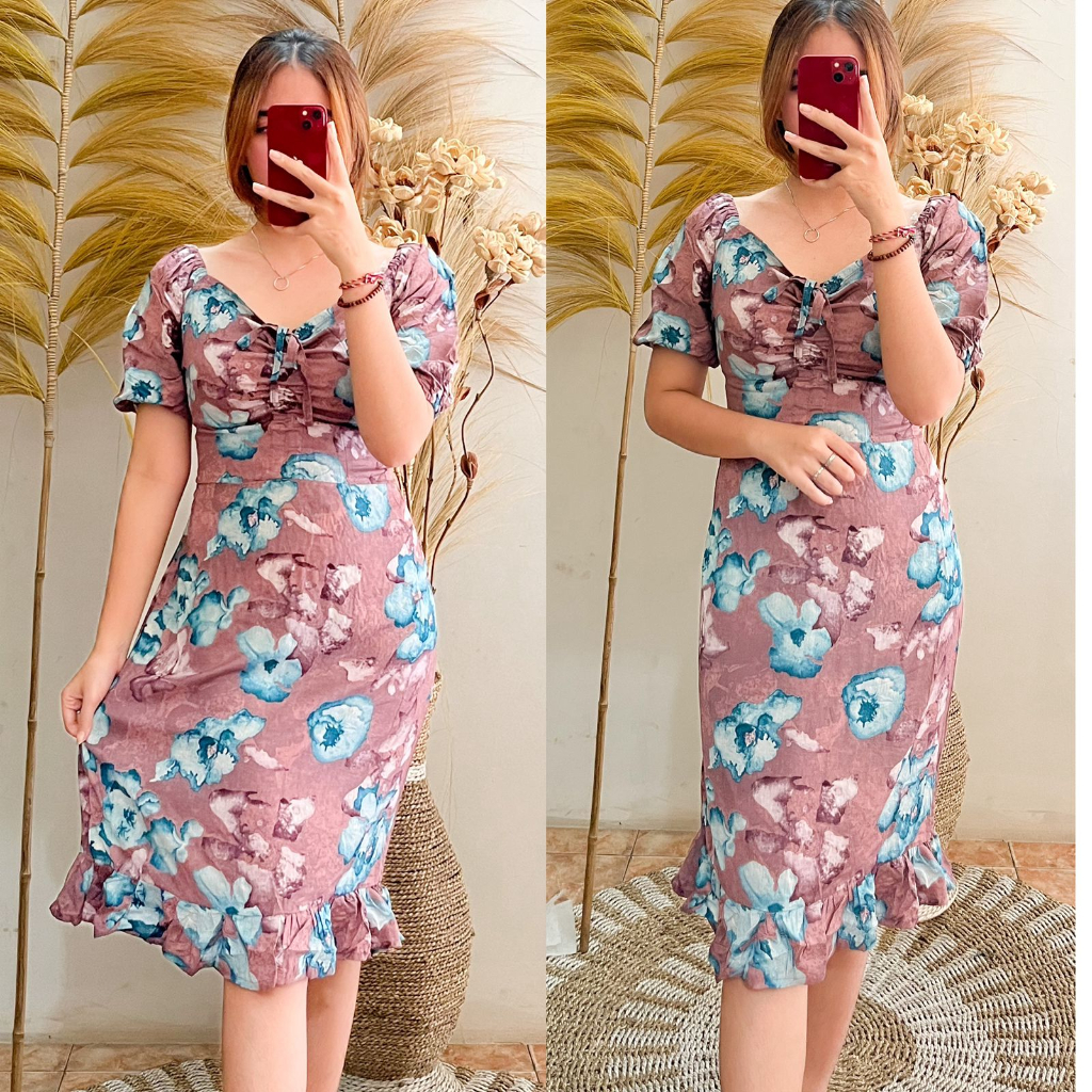 LAYLA FLORAL KOREAN VINTAGE DRESS PREMIUM//DASTER BALI