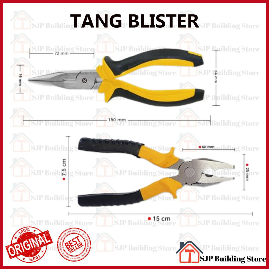 Tang Lancip / Tang Kombinasi / Tang Knip Blester 6 Inch Inci l Tang Cucut Jepit l Long Nose Pliers