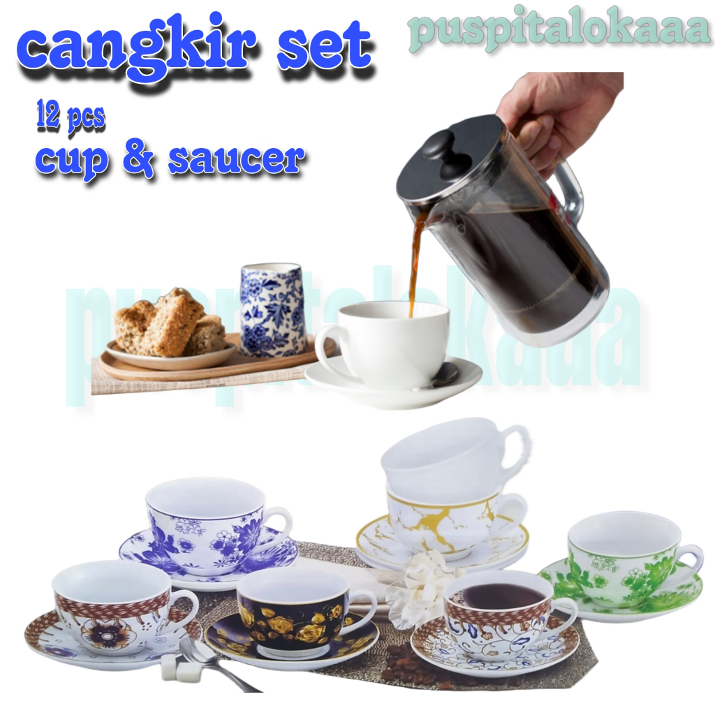 FORMIA CANGKIR SET | CANGKIR KERAMIK | CANGKIR TEH MOTIV BUNGA