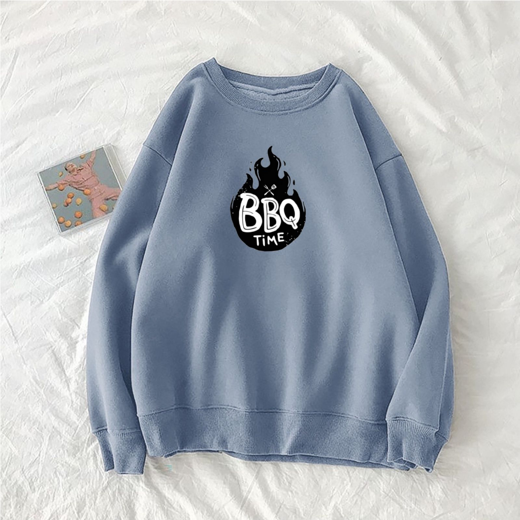 BBQ TIME Sweater Oversize Crewneck Wanita SIZE M - XXL