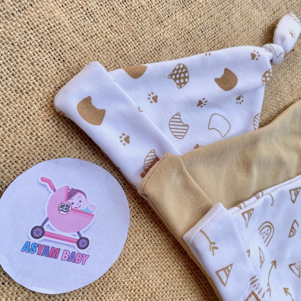 3 Pcs Kupluk Bayi Newborn Sablon Topi Bayi Pelindung Kepala Bayi Asyam Baby