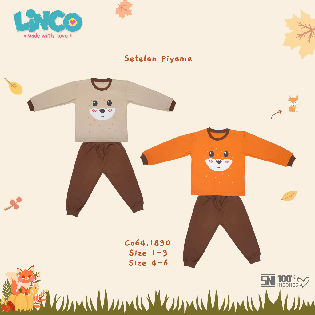 LINCO Setelan Piyama Panjang / Baju Anak 1 - 6 Tahun CO64