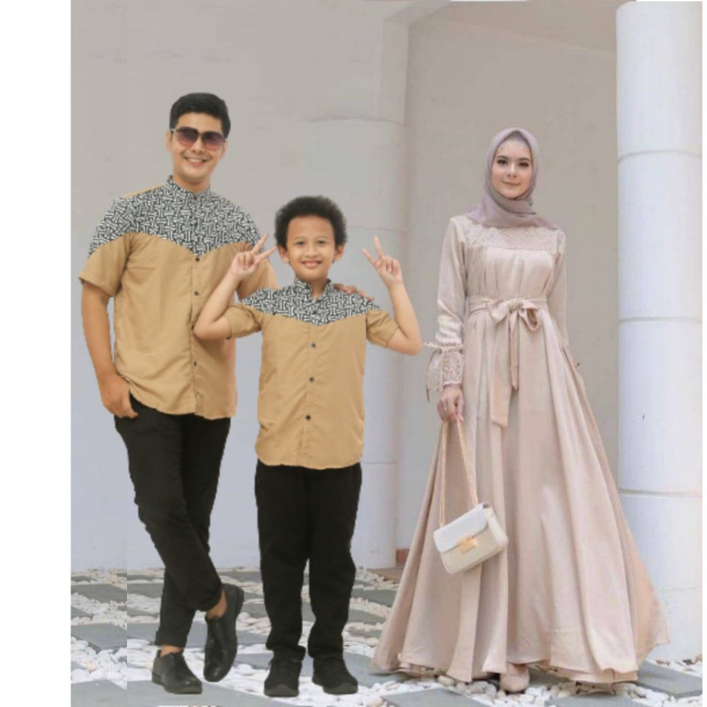 Couple Setelan Busana Muslim Muslimah Terbaru Gamis Payet dan Koko Premium