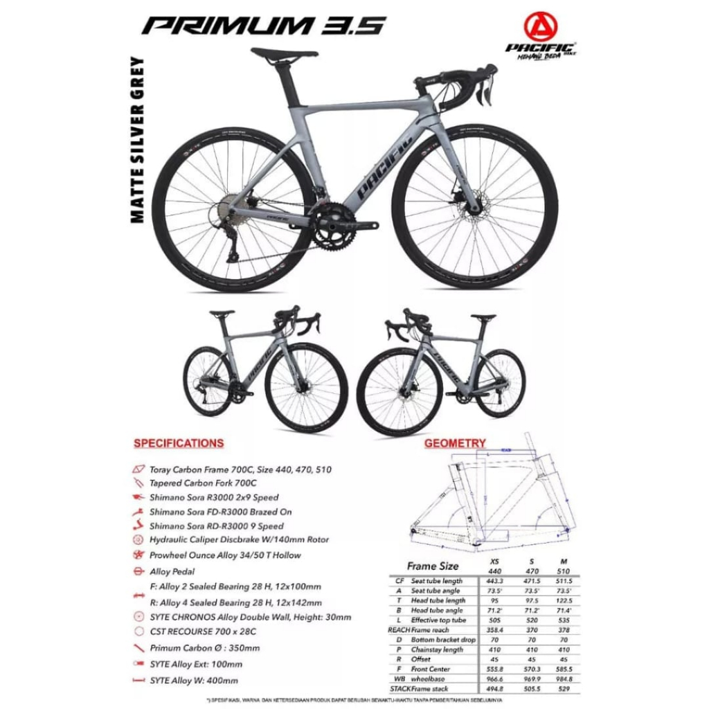 SEPEDA BALAP DEWASA PACIFIC BIKE PRIMUM 3.5 700CC