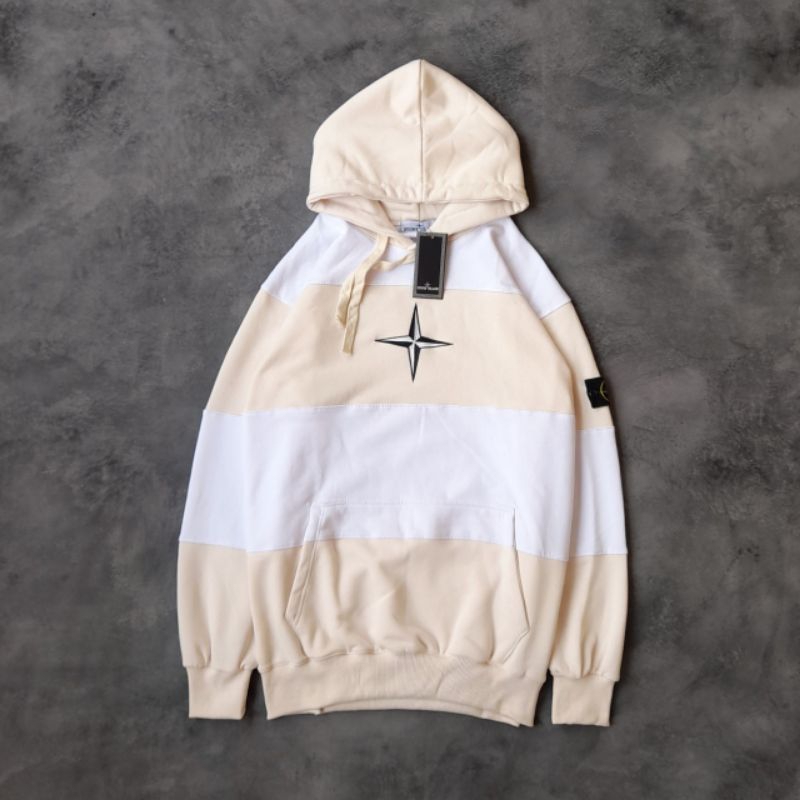 -FRMNSH- HOODIE STONE AILAND KREM WHITE LOGO BORDIR FULL TAG LABEL CASUAL