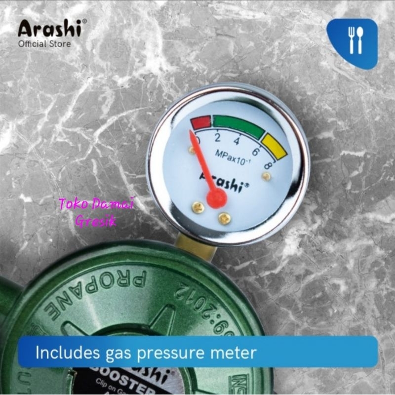 Arashi Regulator LPG tekanan rendah + meter Genesis 02