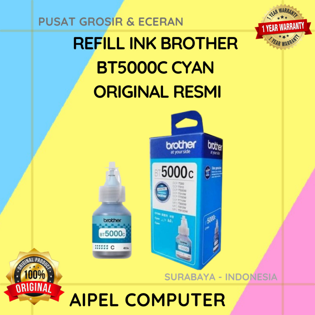5000C | REFILL INK BROTHER BT5000C CYAN ORIGINAL RESMI