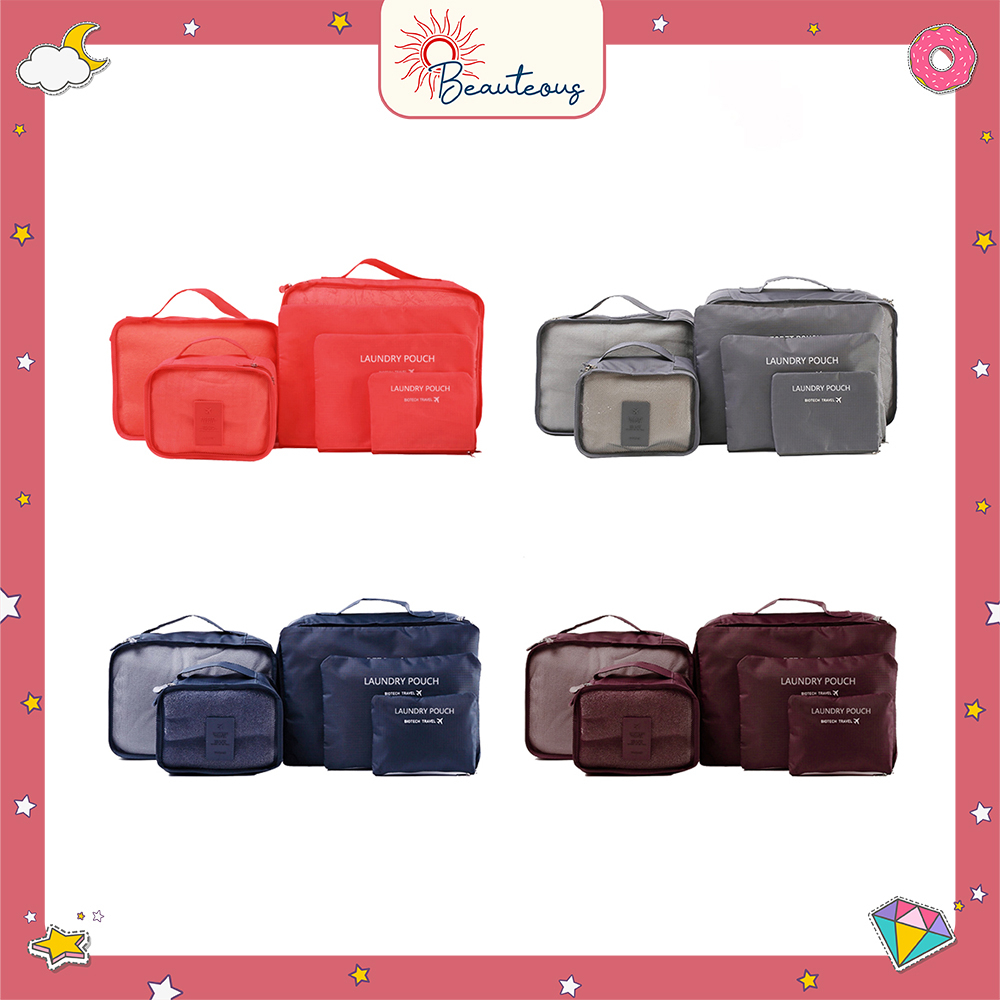 Travel Bag Set 6 In 1 Storage Tas Penyimpanan Baju Koper Pouch Organizer Travelling