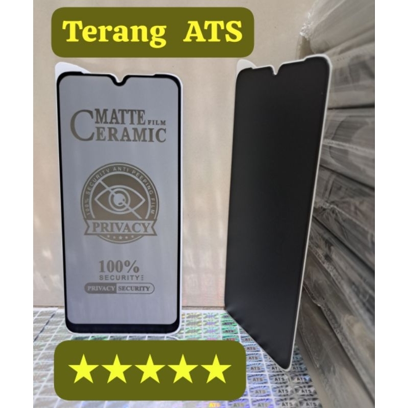 Tg Spy Terang ATS Oppo A57 4G Matte Film Ceramic 100% Security Anti-Peeping Film Privacy 100% Security Tempered Glass Privacy Anti-Spy Tg Anti Spy Anti Gores Anti-Spy Temper Anti-Spy Tg Hitam Tg Gelap Tempered Glass Pelindung Layar Hp Handphone Depan