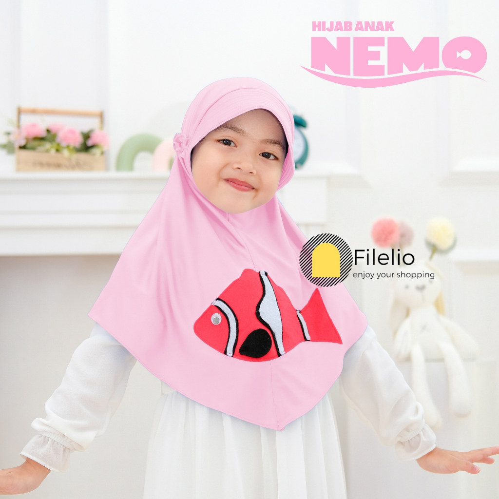 Hijab Anak TK Karakter NEMO Usia 4-7 Tahun Jilbab anak Karakter Lucu Terbaru Kerudung Anak Fish Nemo Pakaian Anak Perempuan