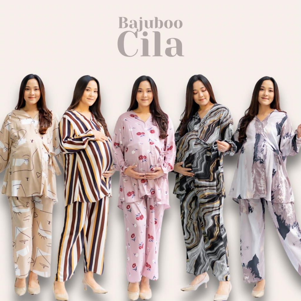 Bajuboo Cila - Oneset Kimono Busui &amp; Bumil Friendly Rayon Lengan Panjang