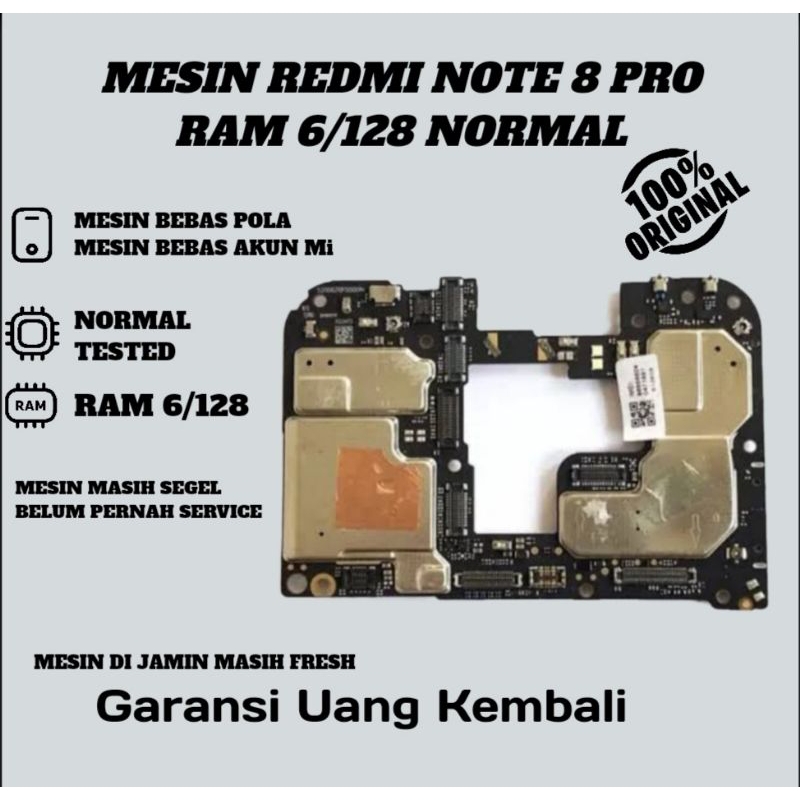mesin xiaomi redmi note 8 pro 6/128 normal tested