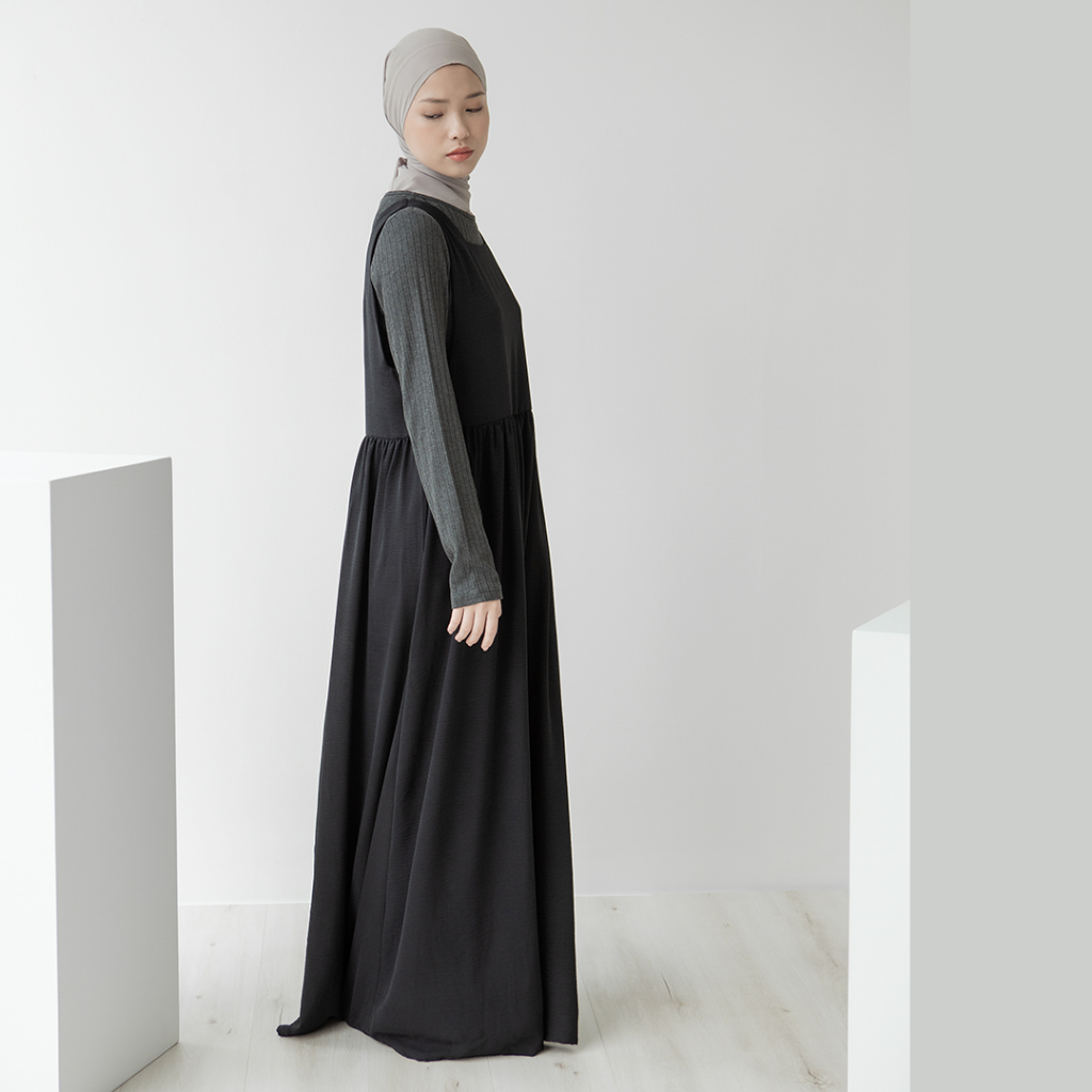 Ayaksa by Aska Label - Inner dress wanita sleeveless gamis wanita panjang bahan crinkle ironless details kerut