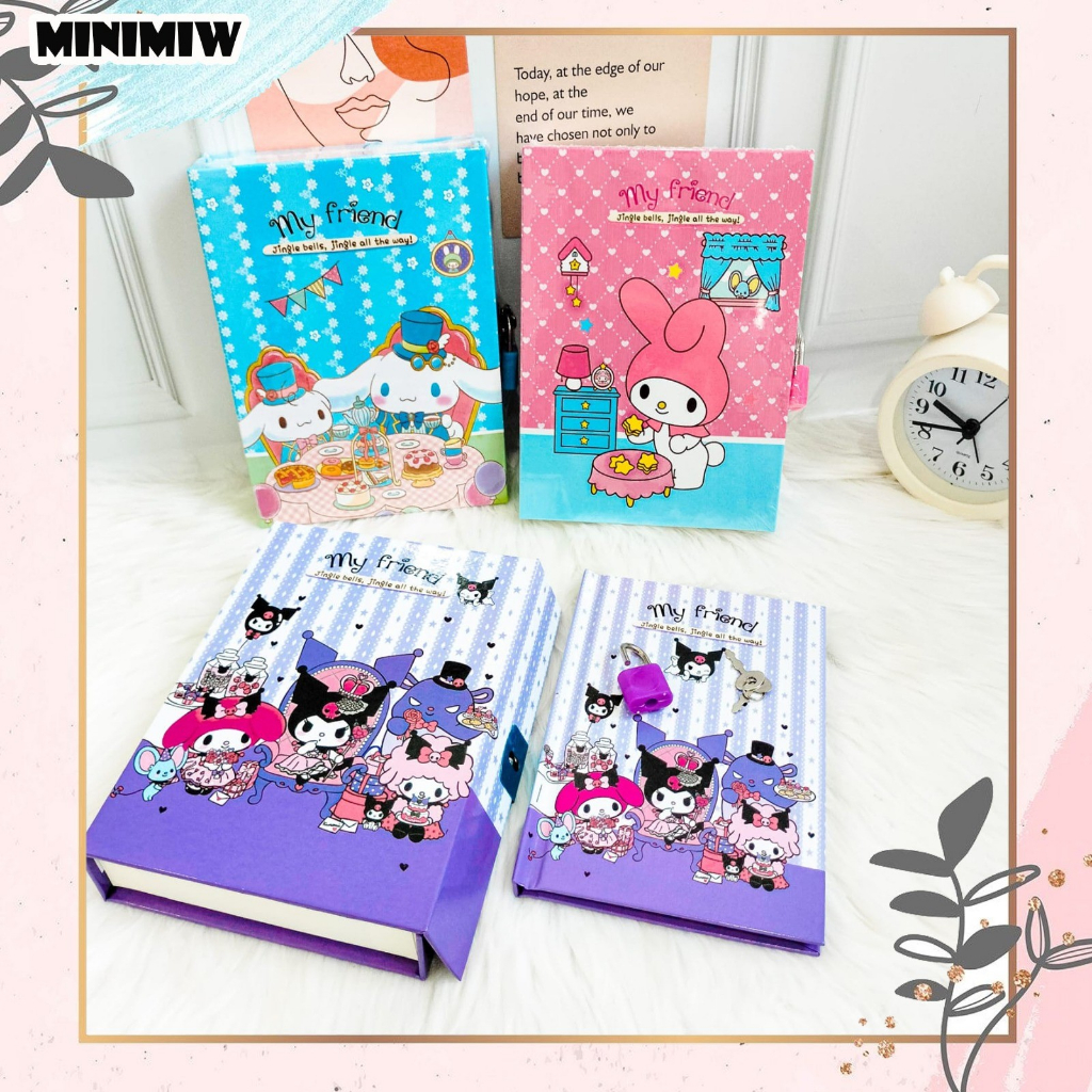 BUKU GEMBOK SANRIO A6 DIARY PADLOCK BUKU LUCU SOUVERNIR TERMURAH BAGUS LUCU IMUT KEKINIAN