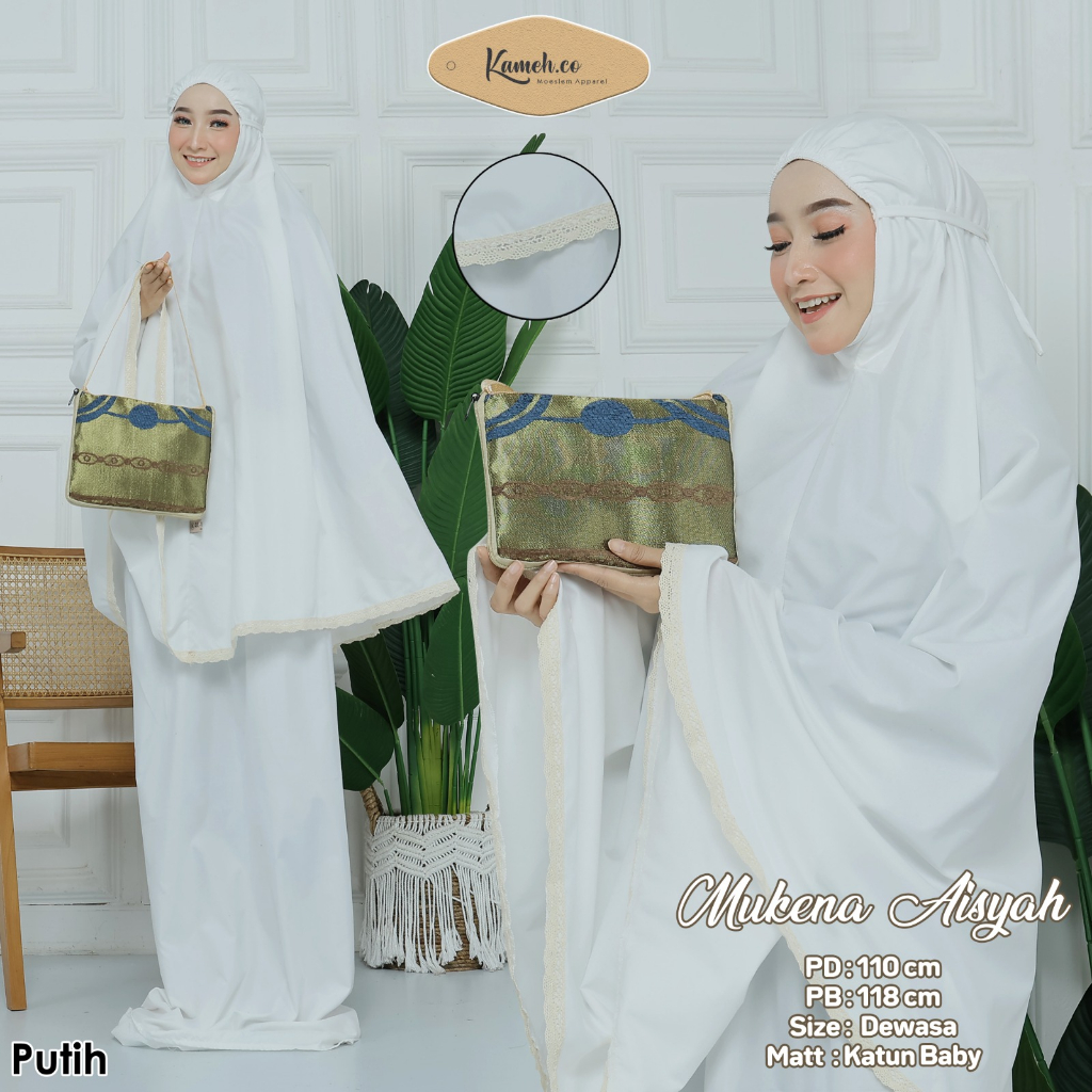 Mukena Katun Baby Putih + Sajadah Terlaris