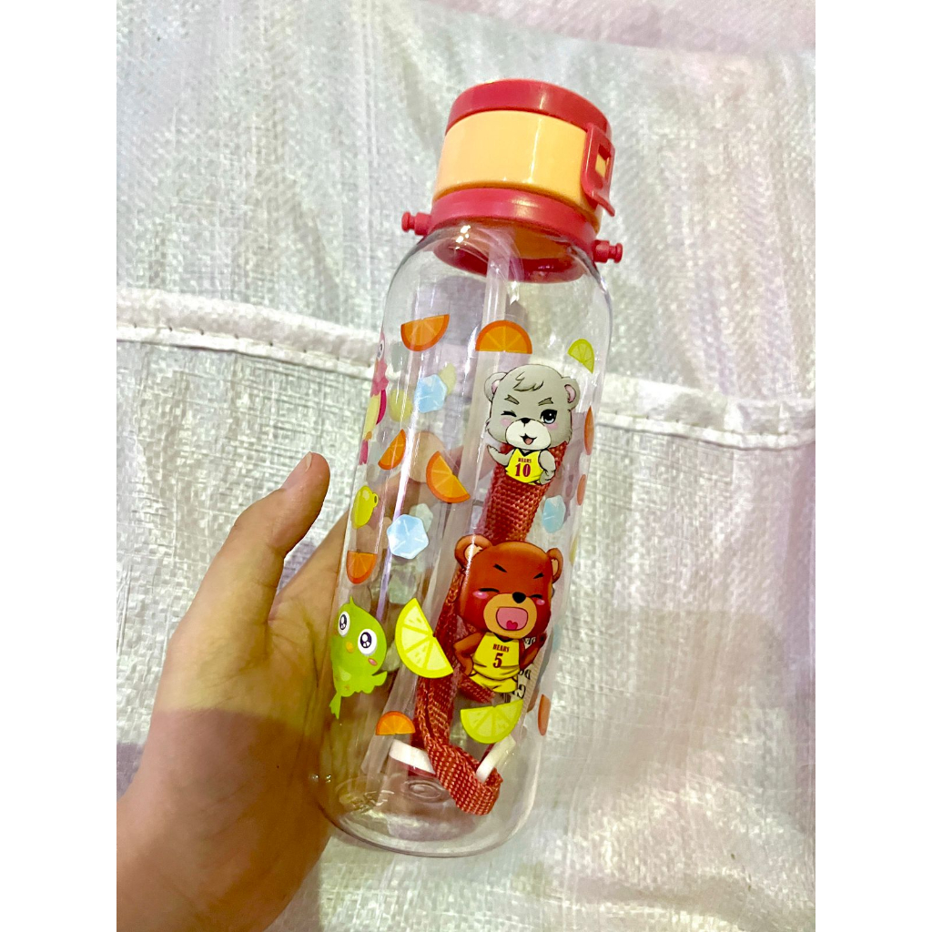 2175 Botol Minum Air Karakter Beruang Animal - Botol Minum Anak Dengan Sedotan 480ML - Botol Anak Sekolah Anti Tumpah