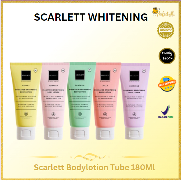 [BPOM] SCARLETT WHITENING BODYLOTION TUBE ROMANSA | CHARMING | JOLLY |FANTASIA |180ML