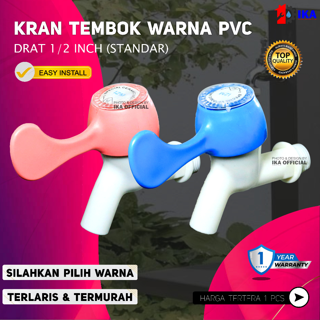 Kran Jempol Air Tembok Warna Warni Engkol - 1/2 Inch / Kran Air Pvc 2 Way l Keran Jempol 1/2 Inch / Kran Air Plastik 1/2&quot; / Kran Tembok / Kran Putar