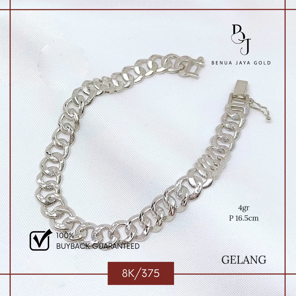 Gelang Rantai Sisik Naga Emas Putih 8K/375