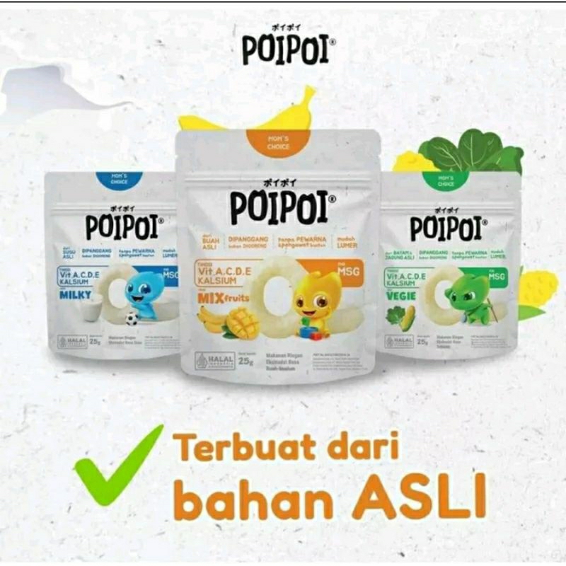 POIPOI Snack Bervitamin Tanpa MSG 25gr - Cemilan Bayi