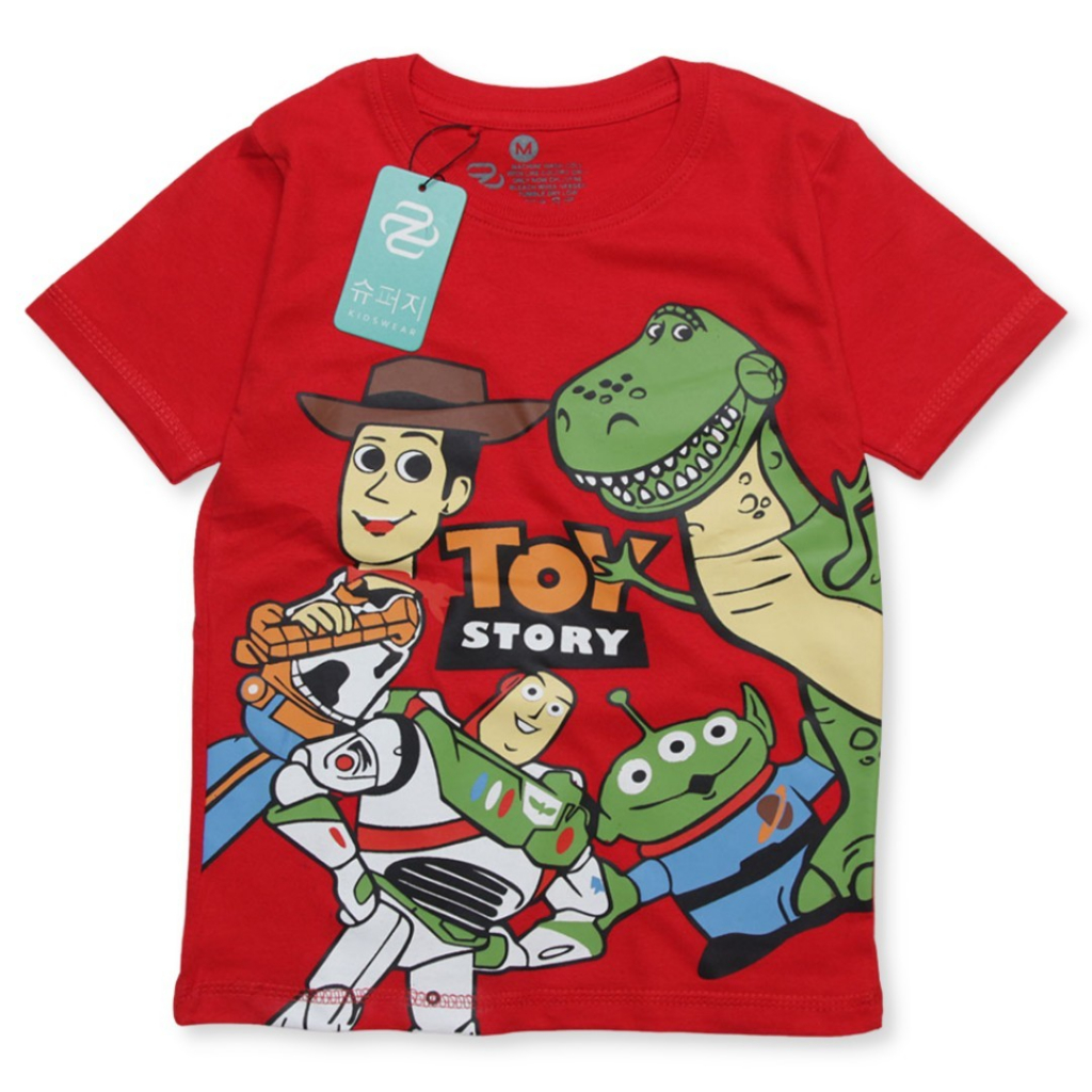 Baju Anak Laki-laki Lengan Pendek Kaos Kartun Motif TOYSTORY MERAH Abadi Grosir